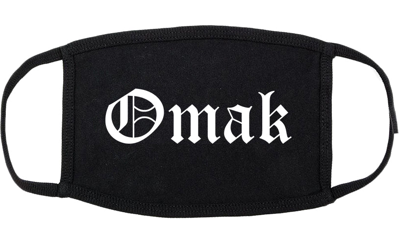 Omak Washington WA Old English Cotton Face Mask Black