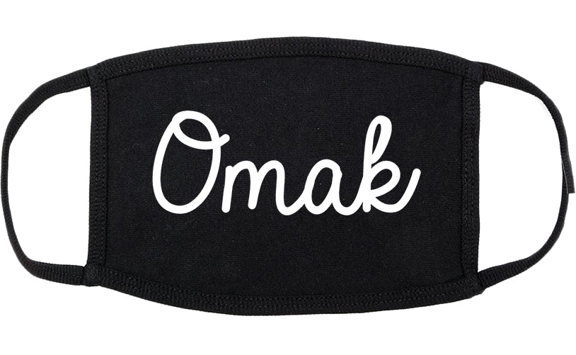 Omak Washington WA Script Cotton Face Mask Black