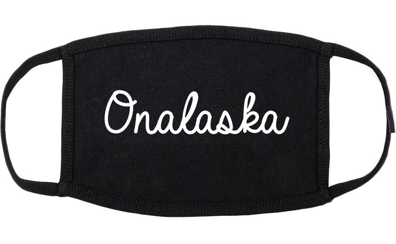 Onalaska Wisconsin WI Script Cotton Face Mask Black