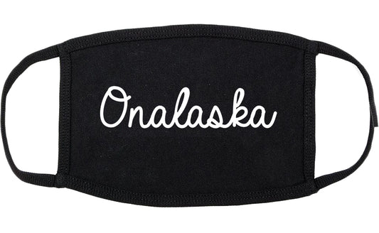 Onalaska Wisconsin WI Script Cotton Face Mask Black