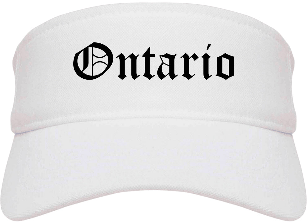 Ontario Oregon OR Old English Mens Visor Cap Hat White