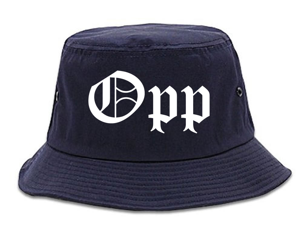 Opp Alabama AL Old English Mens Bucket Hat Navy Blue