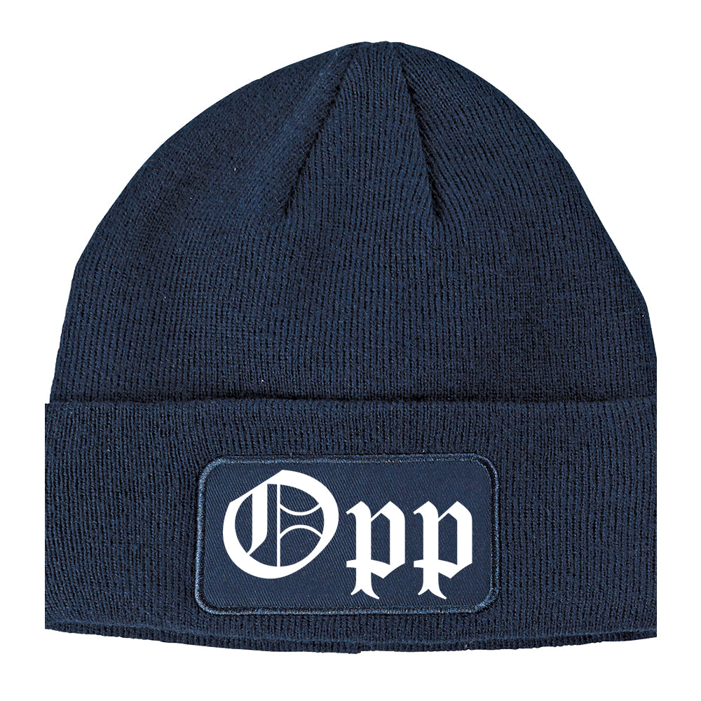 Opp Alabama AL Old English Mens Knit Beanie Hat Cap Navy Blue