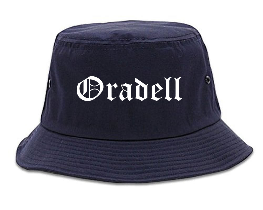 Oradell New Jersey NJ Old English Mens Bucket Hat Navy Blue