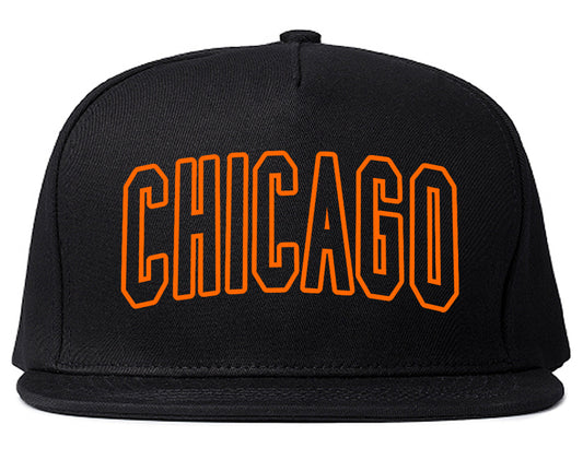 Orange Chicago Illinois Outline Mens Snapback Hat Black