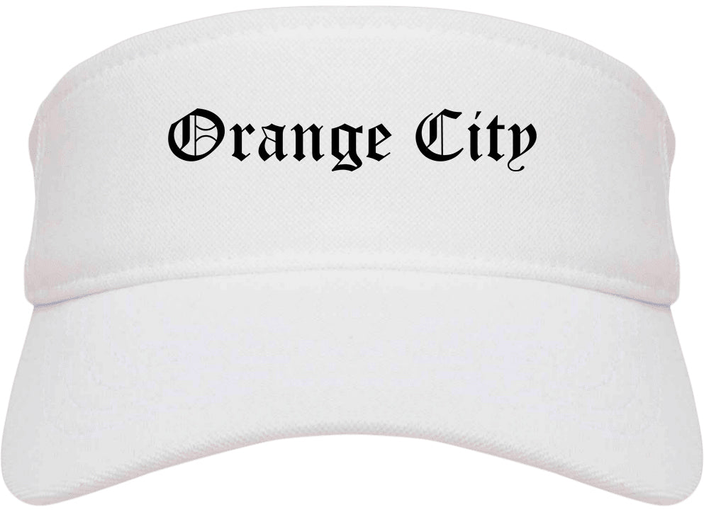 Orange City Iowa IA Old English Mens Visor Cap Hat White
