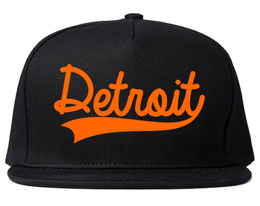 Orange Detroit Michigan Varsity Logo Mens Snapback Hat Black