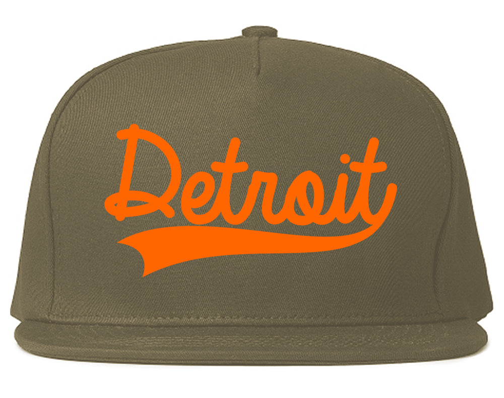 Orange Detroit Michigan Varsity Logo Mens Snapback Hat Grey