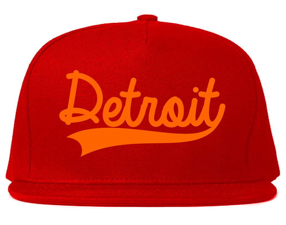 Orange Detroit Michigan Varsity Logo Mens Snapback Hat Red
