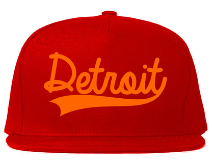 Orange Detroit Michigan Varsity Logo Mens Snapback Hat Red
