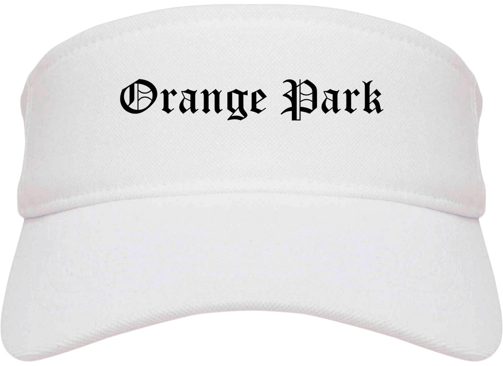 Orange Park Florida FL Old English Mens Visor Cap Hat White