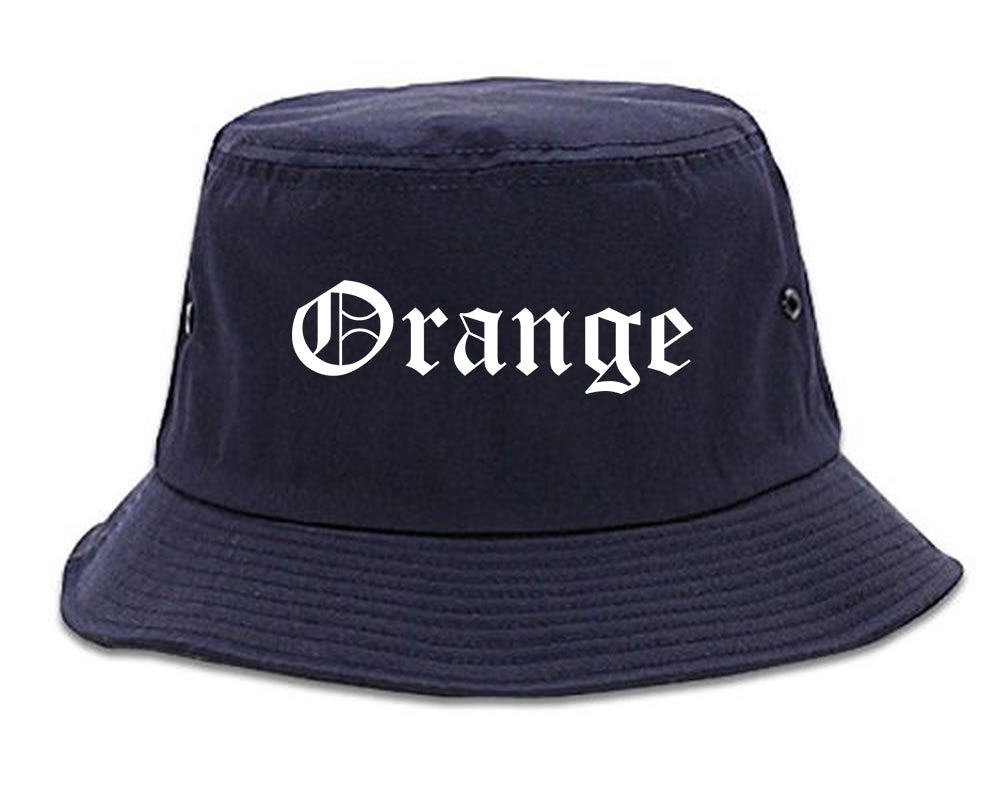 Orange Texas TX Old English Mens Bucket Hat Navy Blue