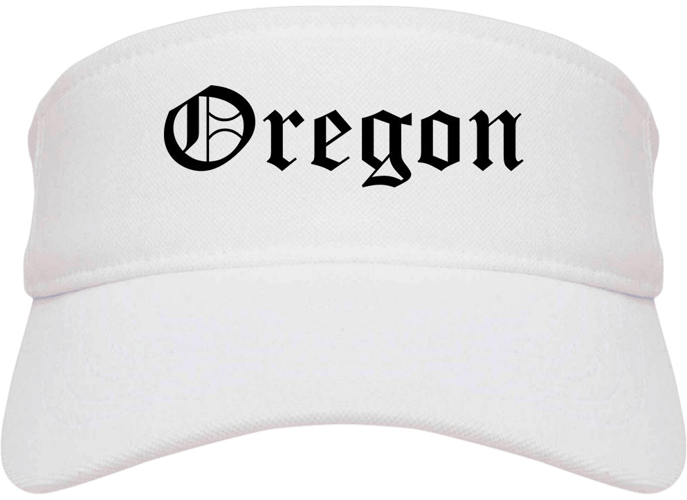 Oregon Wisconsin WI Old English Mens Visor Cap Hat White