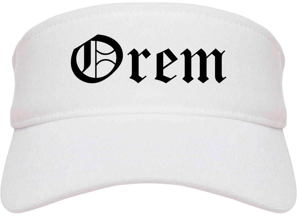 Orem Utah UT Old English Mens Visor Cap Hat White