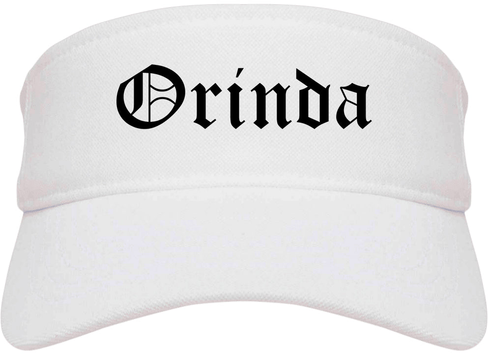 Orinda California CA Old English Mens Visor Cap Hat White