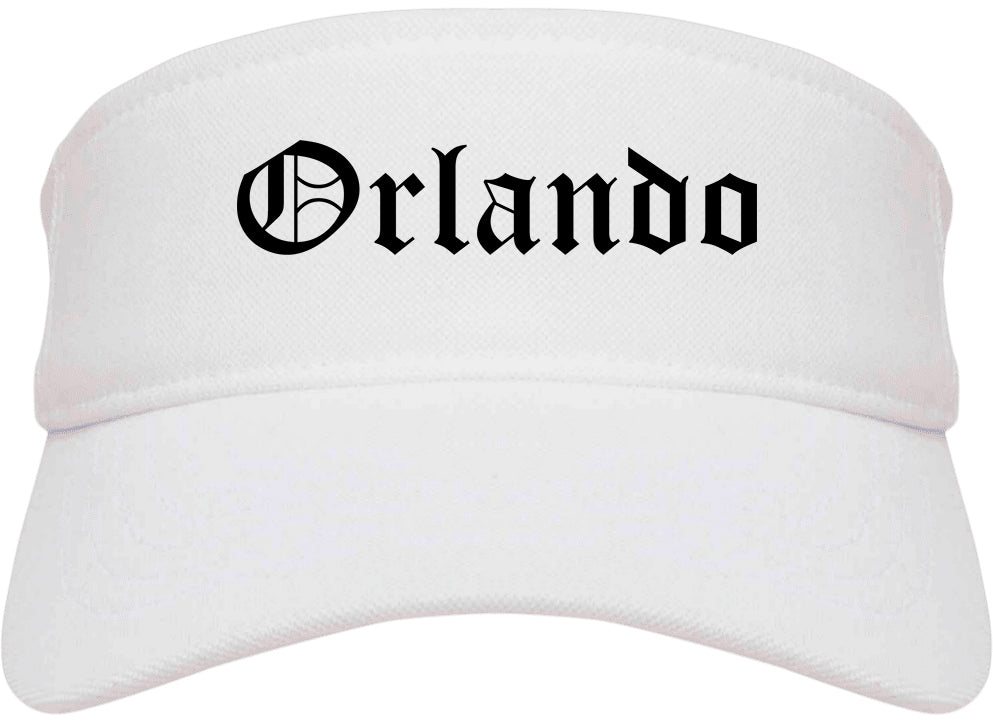Orlando Florida FL Old English Mens Visor Cap Hat White