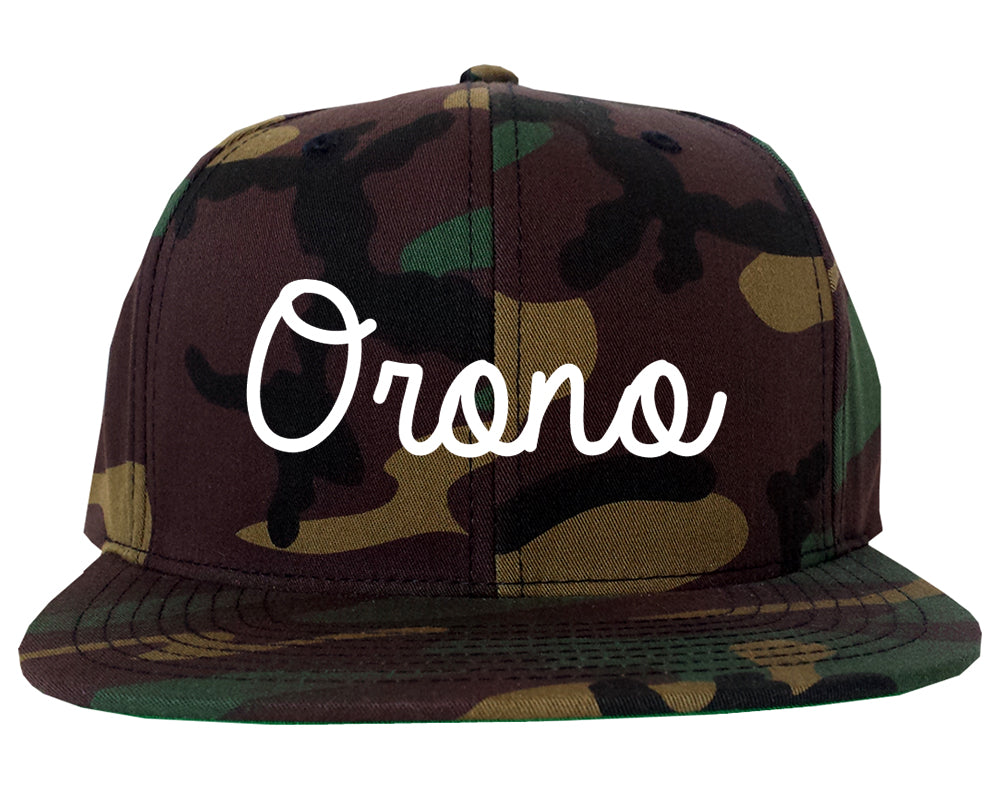 Orono Minnesota MN Script Mens Snapback Hat Army Camo