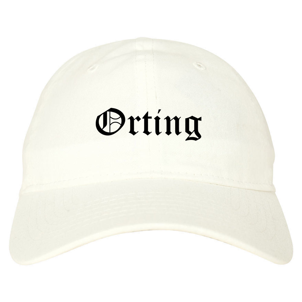 Orting Washington WA Old English Mens Dad Hat Baseball Cap White