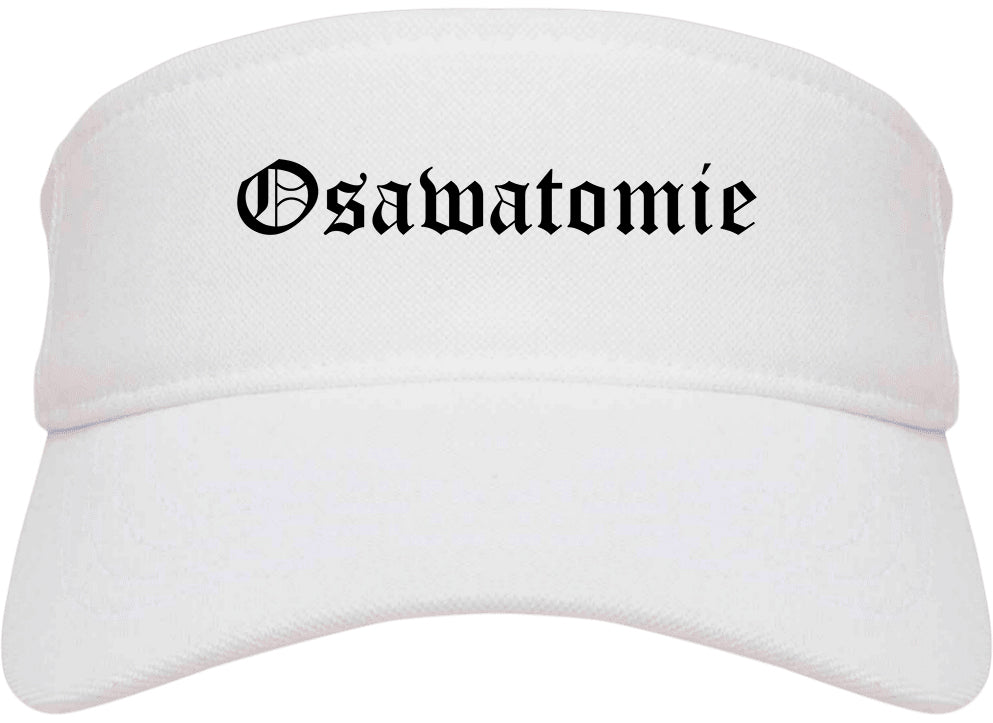 Osawatomie Kansas KS Old English Mens Visor Cap Hat White