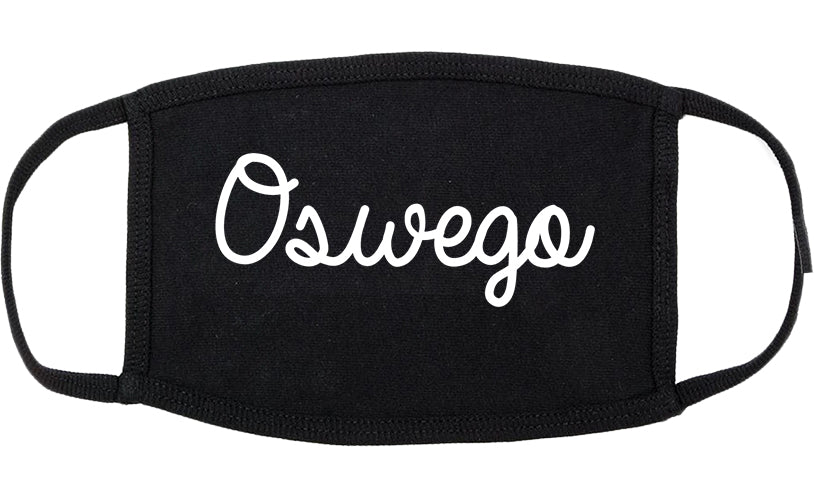 Oswego Illinois IL Script Cotton Face Mask Black