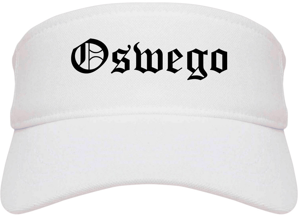 Oswego New York NY Old English Mens Visor Cap Hat White