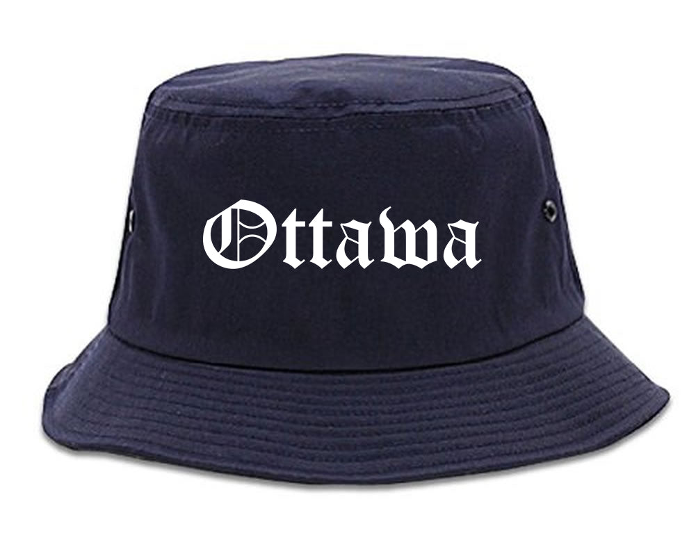 Ottawa Illinois IL Old English Mens Bucket Hat Navy Blue