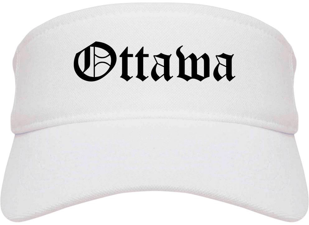 Ottawa Ohio OH Old English Mens Visor Cap Hat White