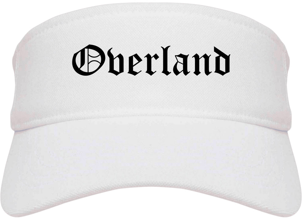Overland Missouri MO Old English Mens Visor Cap Hat White