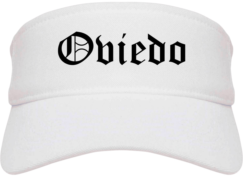 Oviedo Florida FL Old English Mens Visor Cap Hat White