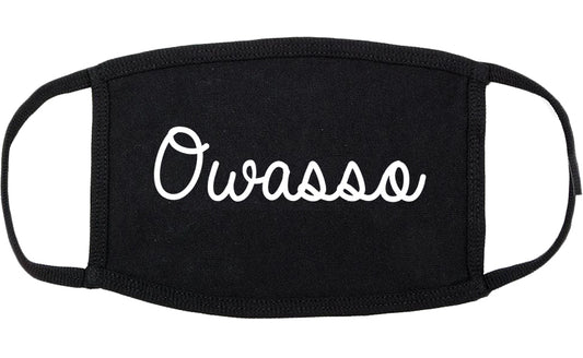 Owasso Oklahoma OK Script Cotton Face Mask Black