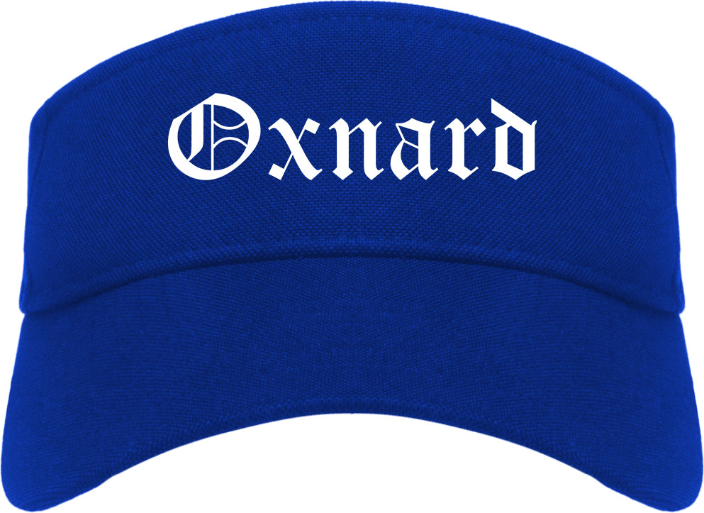 Oxnard California CA Old English Mens Visor Cap Hat Royal Blue