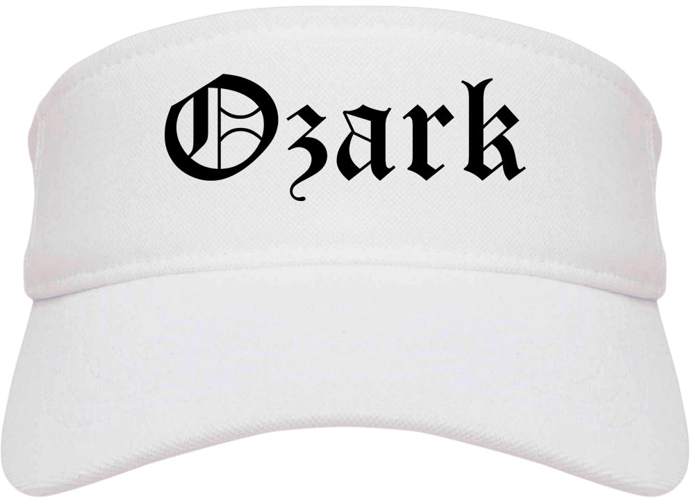 Ozark Alabama AL Old English Mens Visor Cap Hat White
