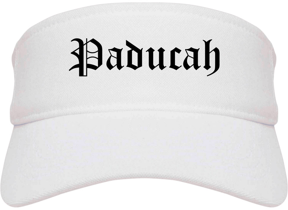 Paducah Kentucky KY Old English Mens Visor Cap Hat White