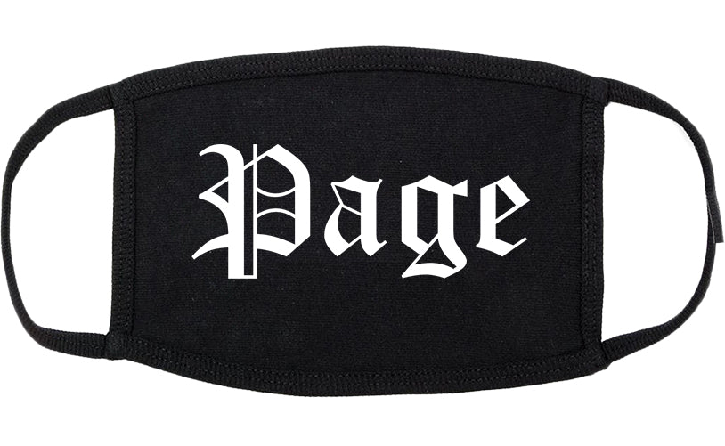Page Arizona AZ Old English Cotton Face Mask Black