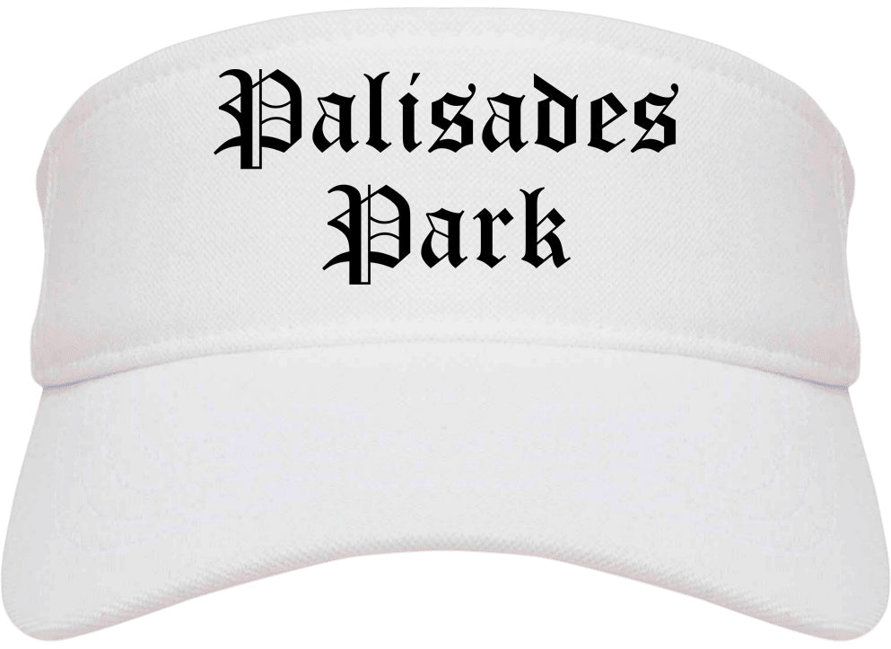 Palisades Park New Jersey NJ Old English Mens Visor Cap Hat White
