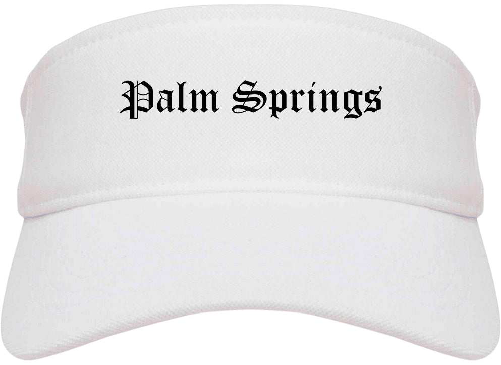 Palm Springs California CA Old English Mens Visor Cap Hat White