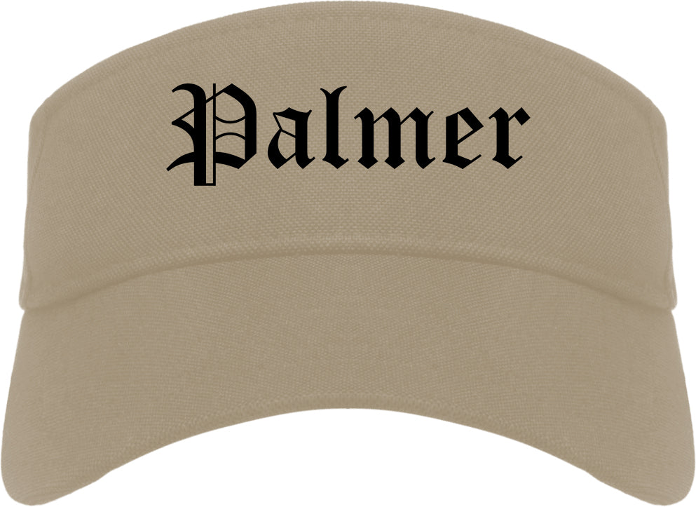 Palmer Alaska AK Old English Mens Visor Cap Hat Khaki