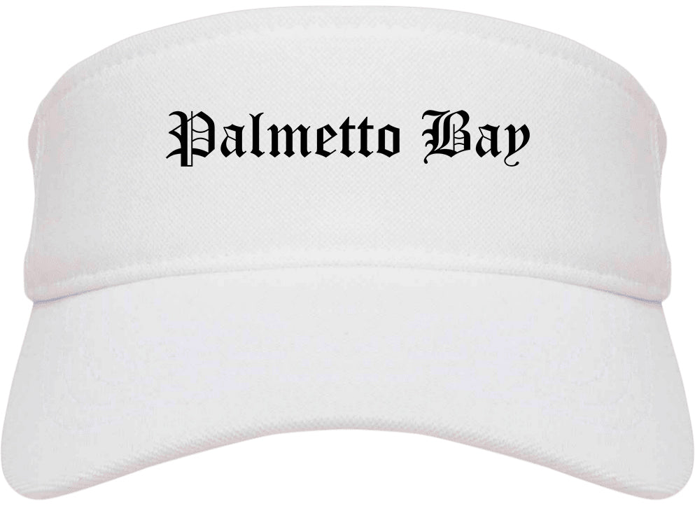 Palmetto Bay Florida FL Old English Mens Visor Cap Hat White