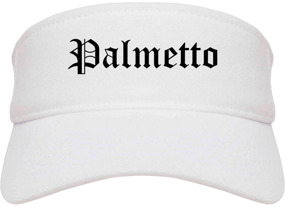 Palmetto Florida FL Old English Mens Visor Cap Hat White