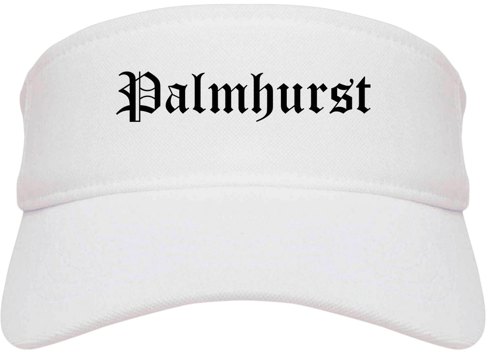 Palmhurst Texas TX Old English Mens Visor Cap Hat White