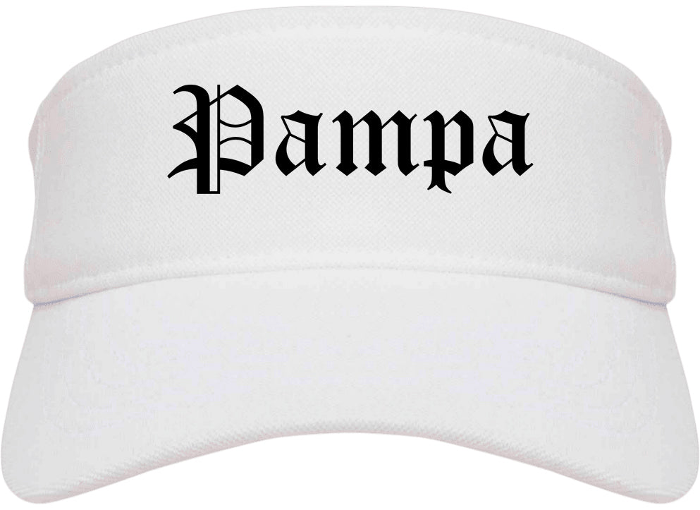 Pampa Texas TX Old English Mens Visor Cap Hat White