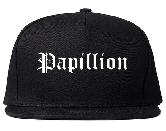 Papillion Nebraska NE Old English Mens Snapback Hat Black