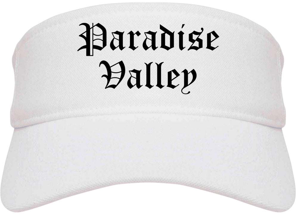 Paradise Valley Arizona AZ Old English Mens Visor Cap Hat White