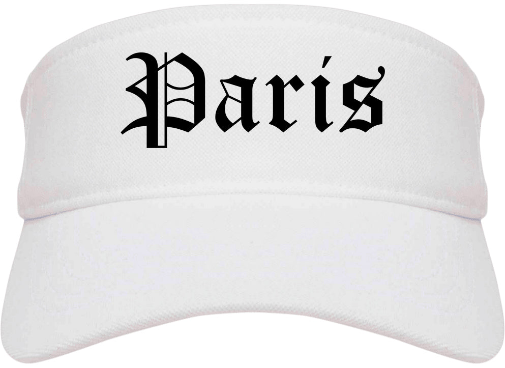 Paris Texas TX Old English Mens Visor Cap Hat White