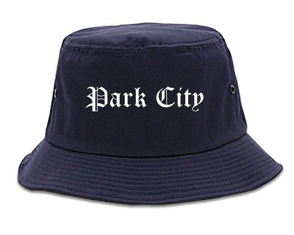 Park City Kansas KS Old English Mens Bucket Hat Navy Blue