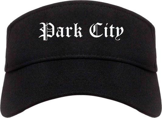 Park City Utah UT Old English Mens Visor Cap Hat Black