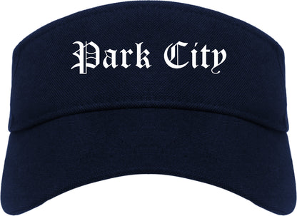 Park City Utah UT Old English Mens Visor Cap Hat Navy Blue