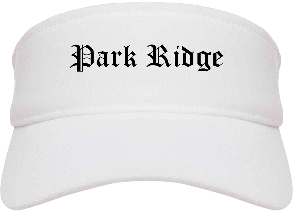 Park Ridge New Jersey NJ Old English Mens Visor Cap Hat White