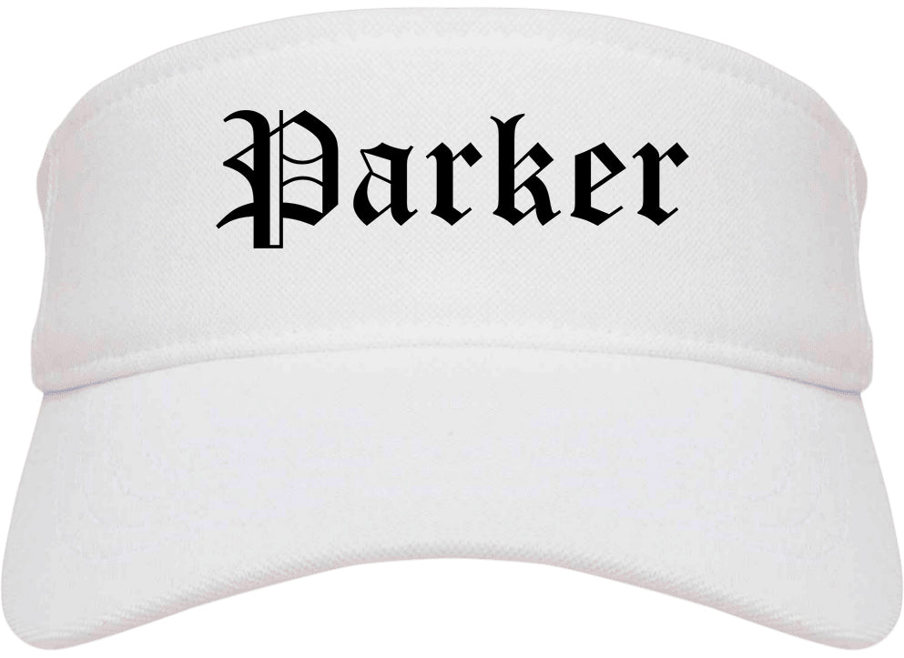 Parker Florida FL Old English Mens Visor Cap Hat White
