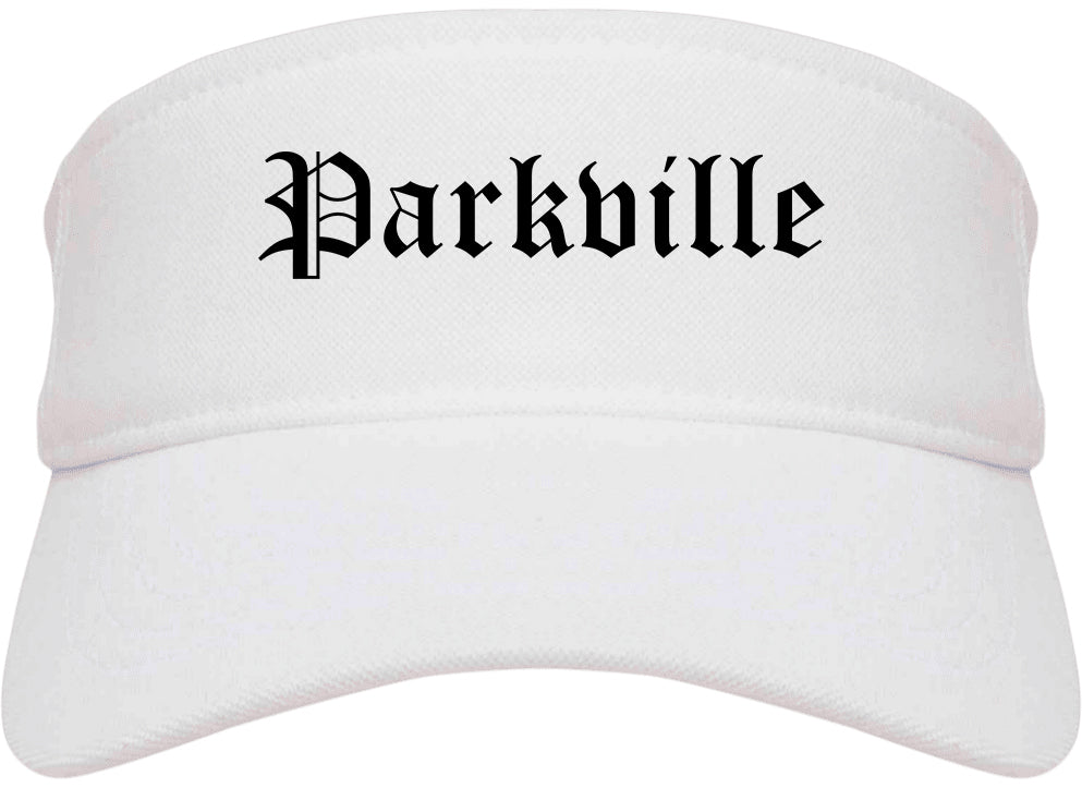 Parkville Missouri MO Old English Mens Visor Cap Hat White